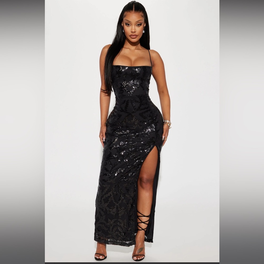 Mimi Sequin Maxi Dress - Black